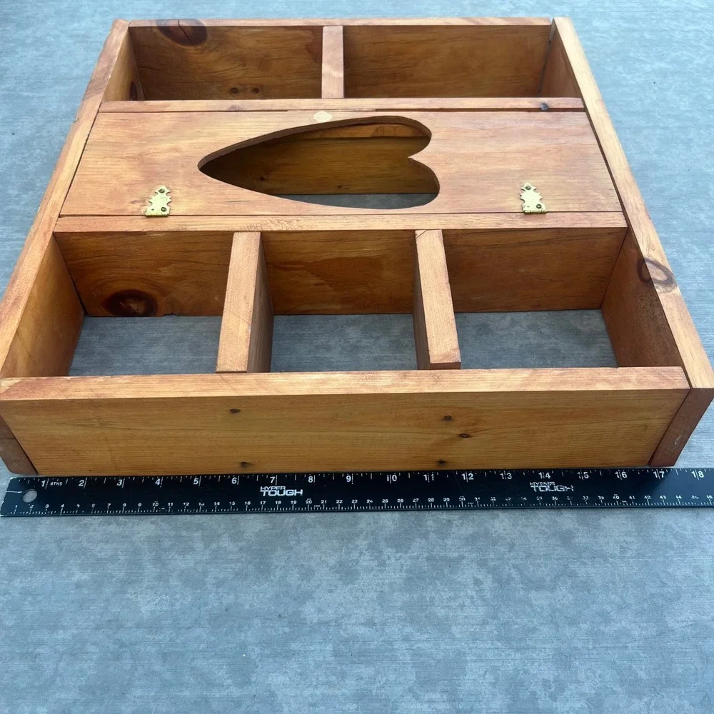 Vintage Rustic Wooden Heart Cutout Shadow Box Wall Shelf Curio Display Case